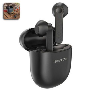 Беспроводные Bluetooth наушники Borofone BE 49 в кейсе с сенсорным управлением стерео гарнитура Черные 109000031200 фото