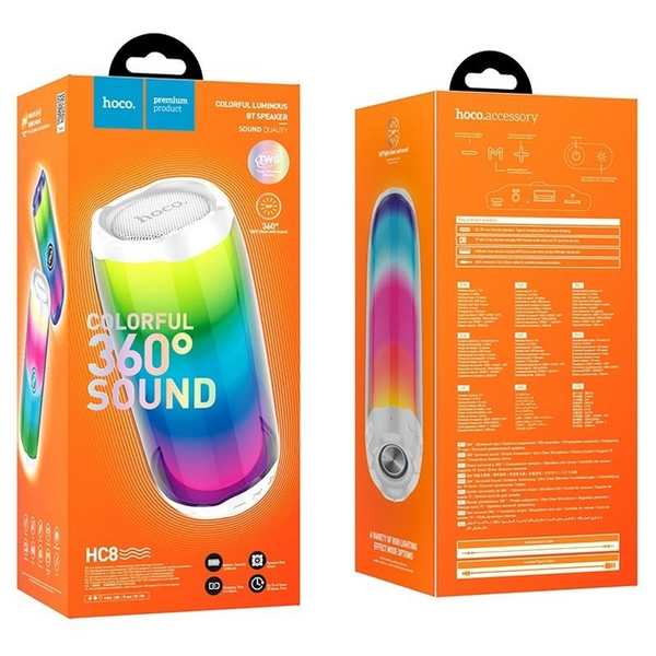 Портативна Bluetooth колонка Hoco HC8 Pulsating з LED підсвічуванням Біла 109000011200 фото