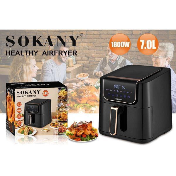 Аэрофритюрница Sokany 7 л мультипечь воздушная фритюрница антипригарное покрытие цифровой таймер регулируемая температура 1800 Вт (BT6336) 109000272600 фото
