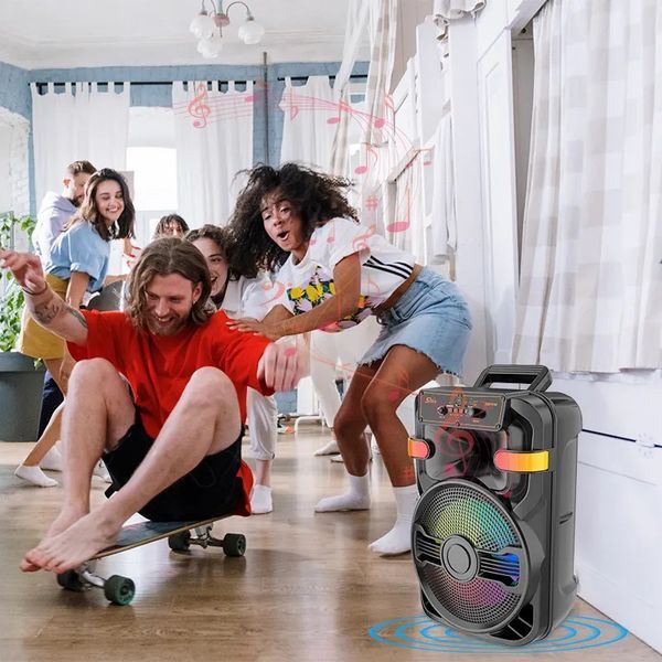 Бездротова Bluetooth караоке-колонка з двома мікрофонами з пультом ДУ та RGB-підсвічуванням портативний сабвуфер 20W(SW222) 109000139100 фото