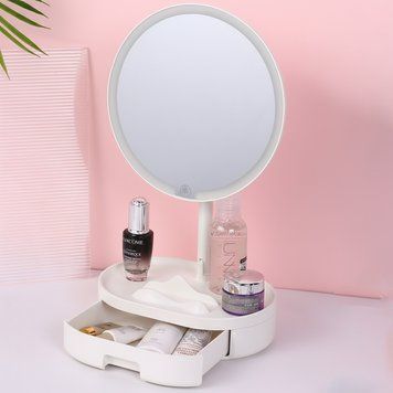 Косметическое зеркало для макияжа с LED-подсветкой и органайзером полка для косметики держатель для телефона (PN809) 109000231100 фото