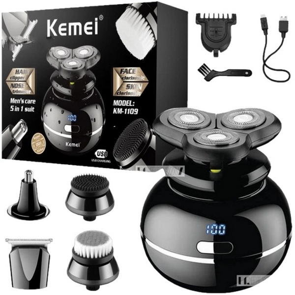 Електробритва стайлер Kemei KM-1109 для чоловіків 5 в 1 роторна 109000038400 фото