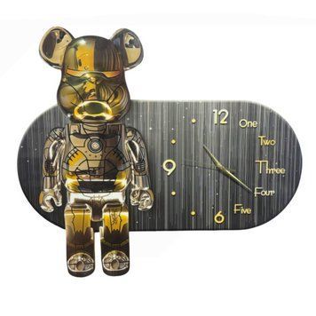 Детские настенные часы с LED подсветкой "Bearbrick Iron Edition" с фигуркой мишки (N780) 109000155100 фото
