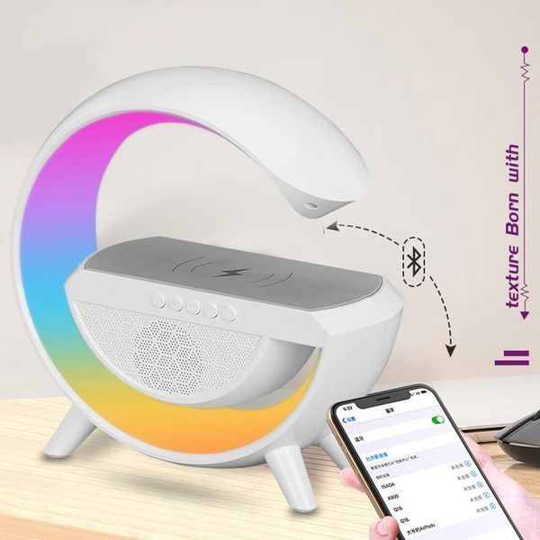 Смарт лампа RGB ночник BT-2301 с беспроводной зарядкой для телефона, Bluetooth колонкой и будильником 3в1 109000060400 фото