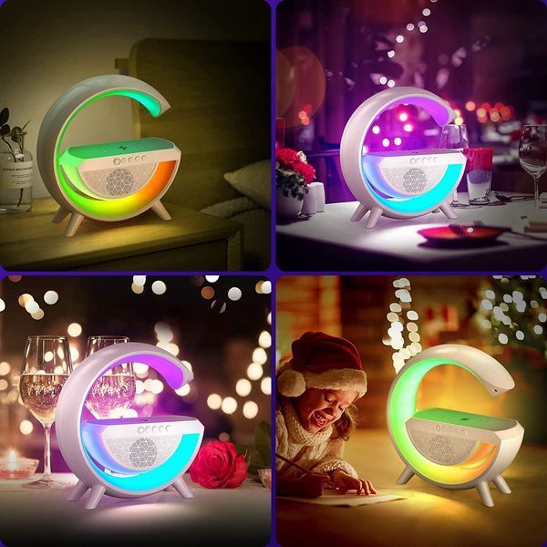 Смарт лампа RGB ночник BT-2301 с беспроводной зарядкой для телефона, Bluetooth колонкой и будильником 3в1 109000060400 фото