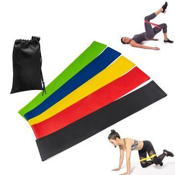 Набір фітнес резинок Fitness 5 шт для спорту різнокольорові з чохлом 109000042000 фото