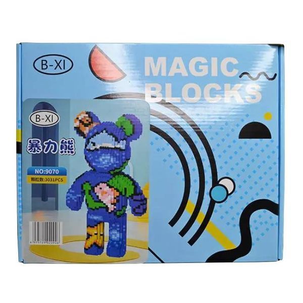 Конструктор 3D Magic Blocks у вигляді ведмедика Bearbrick "Акваріум" 40 см 109000058100 фото