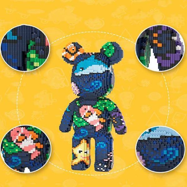 Конструктор 3D Magic Blocks у вигляді ведмедика Bearbrick "Акваріум" 40 см 109000058100 фото