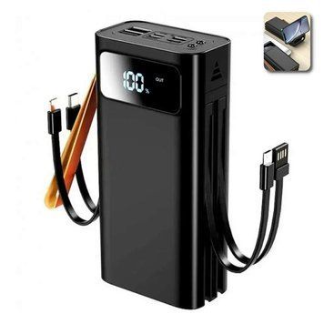 УМБ портативна зарядка XO PR142 30000 mAh повербанк з кабелями з конекторами micro-USB, Lightning, Type-C + ліхтарик Чорний 109000005700 фото