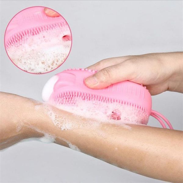 Мочалка массажная для тела двухсторонняя Bath Brush силиконовая Розовая 109000028800 фото