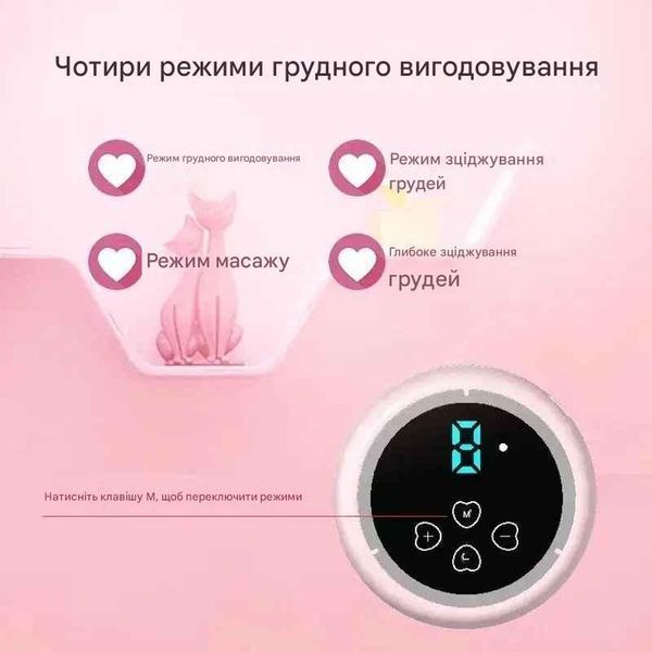 Молоковідсмоктувач електричний бездротовий портативний акумуляторний масажний для зціджування з пляшкою для годування 150 мл 4 режими 9 рівнів (HK748) 109000095500 фото