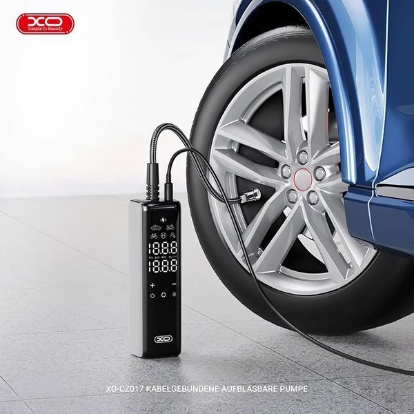 Автомобильный компрессор XO 2 в 1 портативный с LED-дисплеем 4 режима, фонарь, питание от прикуривателя (CZ627) 109000136200 фото