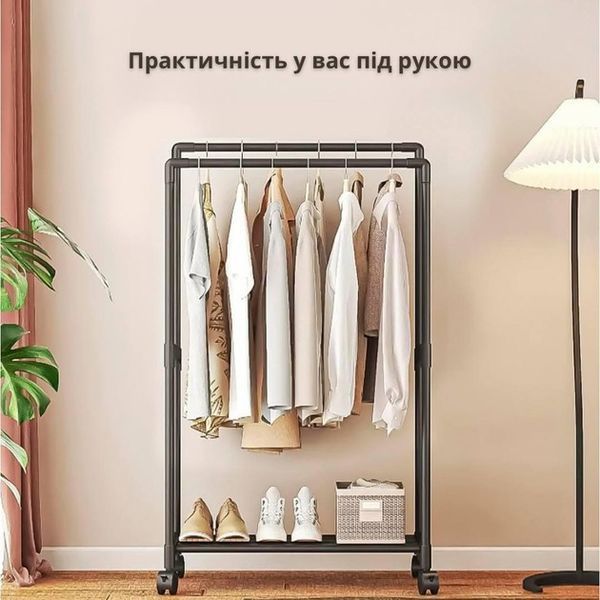 Вішалка для одягу на коліщатках пересувна підлогова стійка для одягу та взуття подвійна (TY696) 109000205200 фото