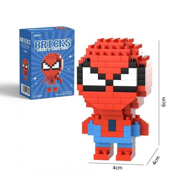 3D конструктор із мініблоків фігурка "Людина Павук" Bricks дитячий піксельні блоки 6 см 109000160000 фото