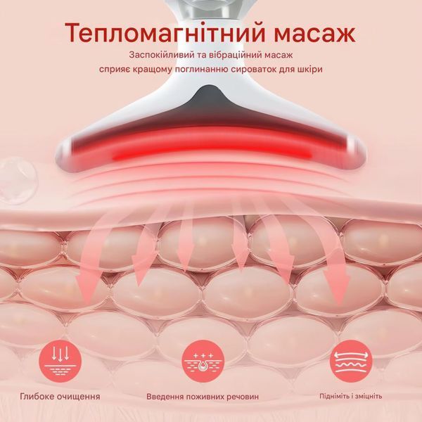Акумуляторний масажер для обличчя та шиї з мікрострумами, LED-підсвічуванням та термотерапією, 3 режими, 500 мАг 109000163200 фото