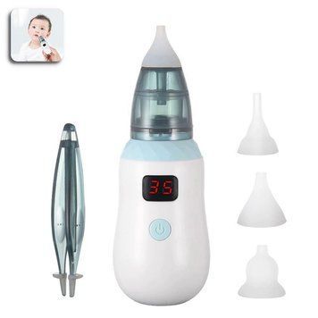 Аспиратор детский аккумуляторный для носа и ушей 2 в 1 Baby Nose с LED-дисплеем и регулятором мощности 109000040000 фото