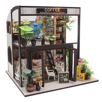 3D Румбокс Coffee Cafe мініатюрне двоповерхове кафе конструктор лялькового будиночка з деталями інтер&rsquo;єру та меблями для творчого складання (DP4445) 109000302900 фото