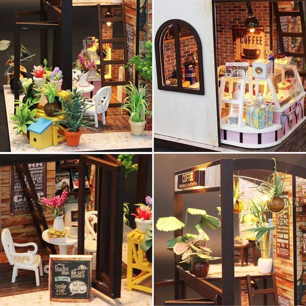 3D Румбокс Coffee Cafe миниатюрное двухэтажное кафе конструктор кукольного домика с деталями интерьера и мебелью для творческой сборки (DP4445) 109000302900 фото