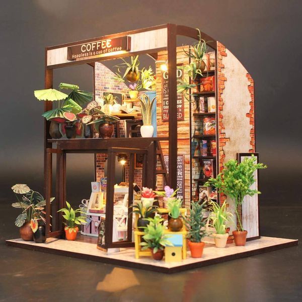 3D Румбокс Coffee Cafe миниатюрное двухэтажное кафе конструктор кукольного домика с деталями интерьера и мебелью для творческой сборки (DP4445) 109000302900 фото