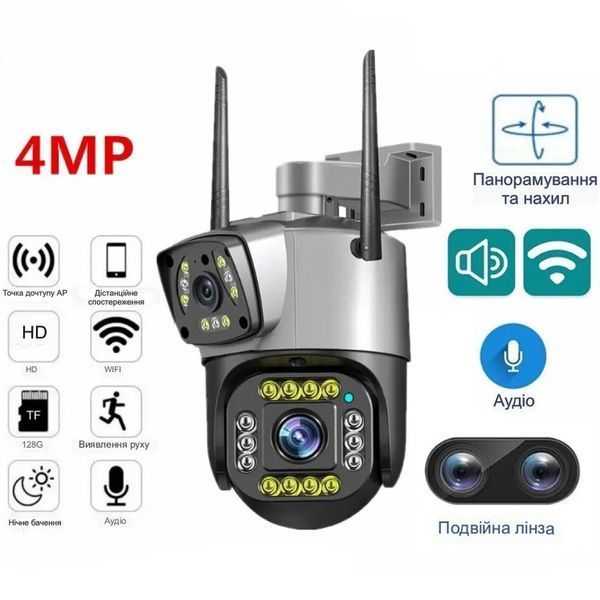 Вулична смарт-камера з подвійним об'єктивом та двома антенами Wi-Fi + LAN (HO421) 109000153000 фото